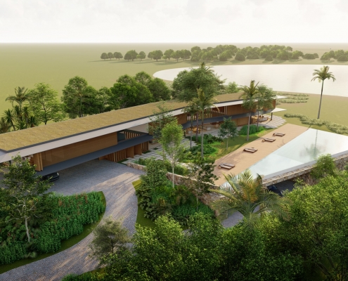 Casa Boomerang vista aérea.