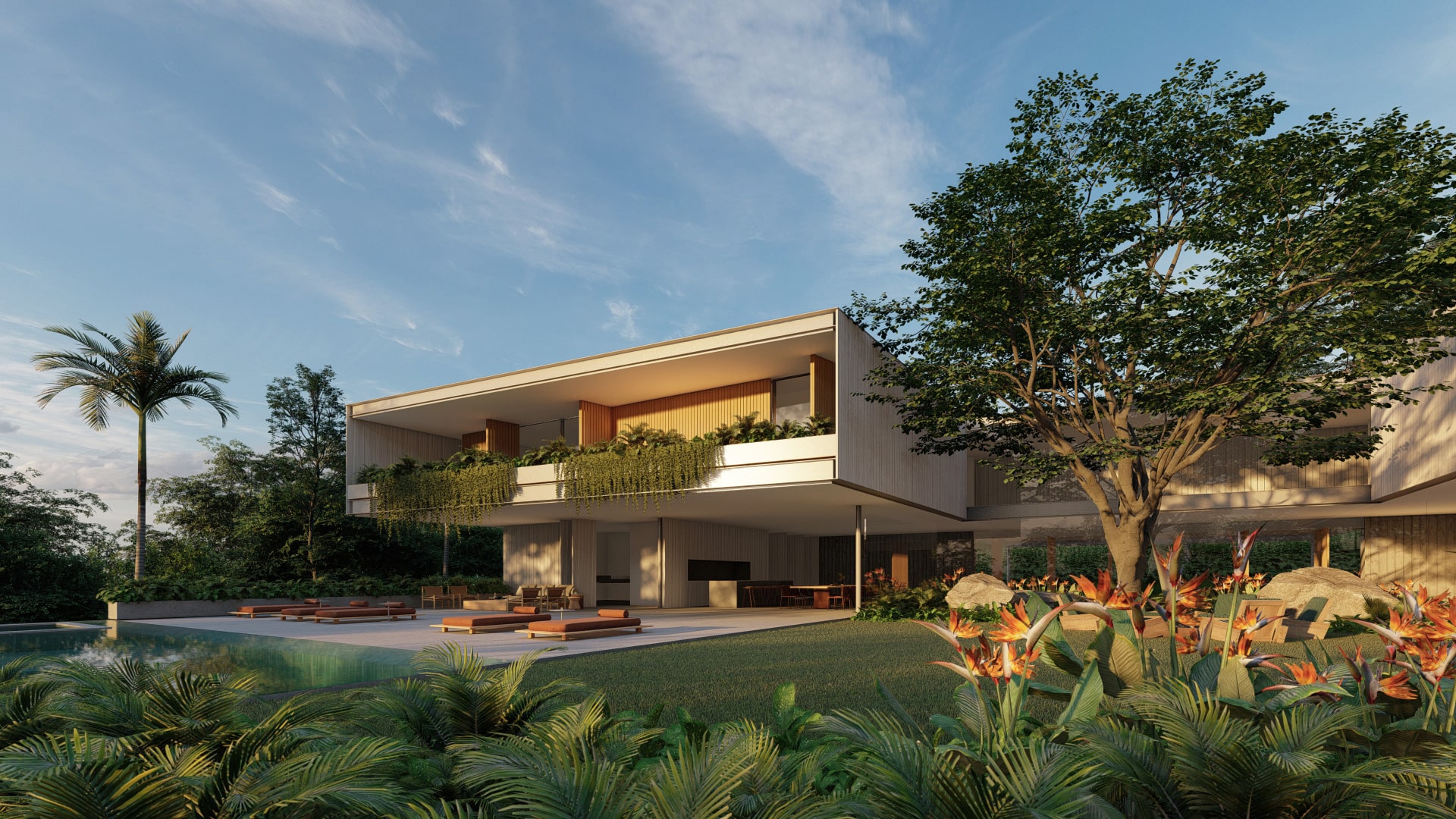 Vista Piscina da Casa da Árvore na Quinta da Baroneza projetada pela Sabella Arquitetura