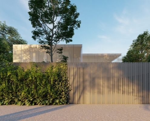 Entrada da Casa Grécia projetada pela Sabella Arquitetura na cidade de São Paulo