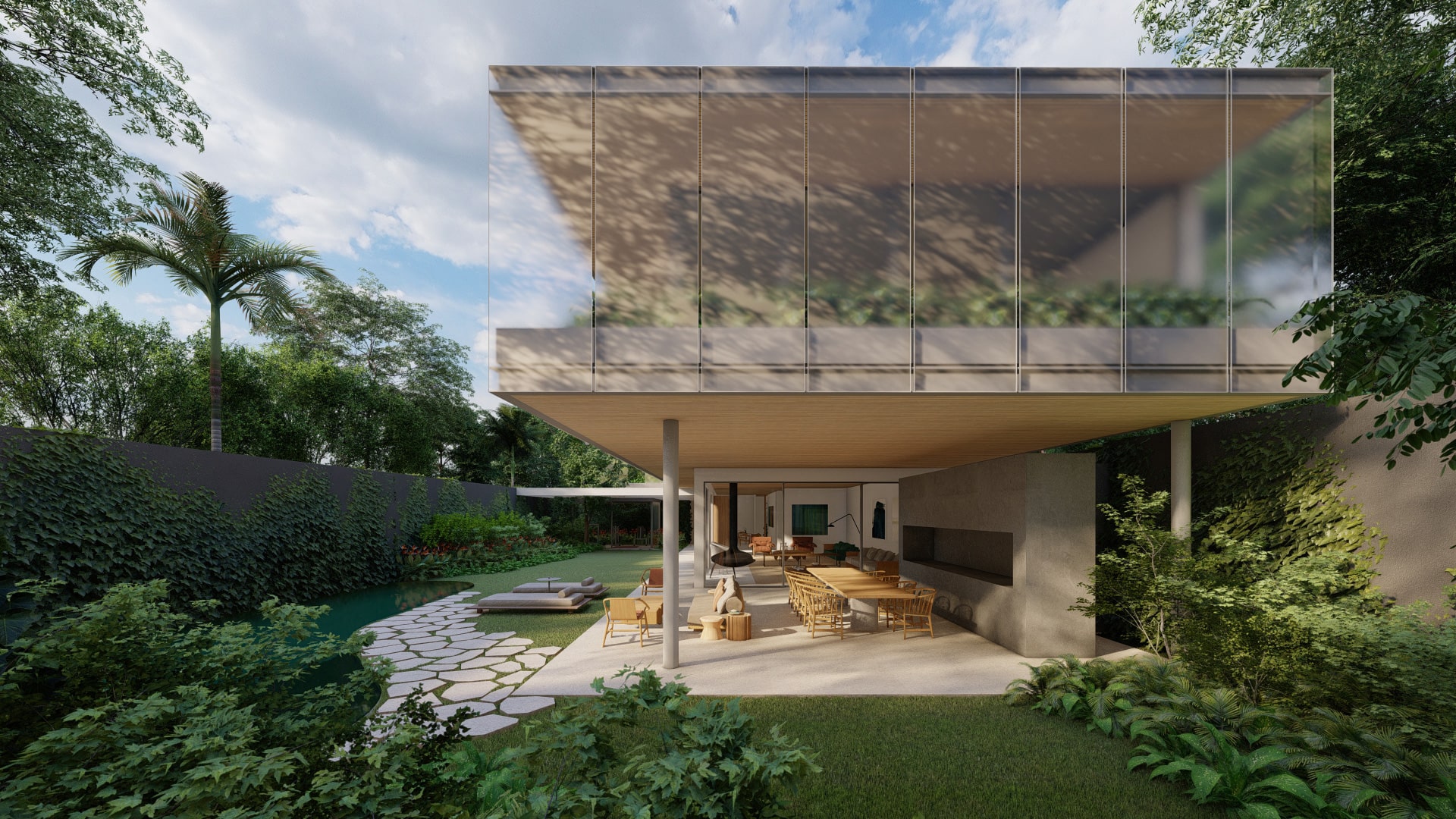 Detalhe da Casa Grécia projetada pela Sabella Arquitetura na cidade de São Paulo