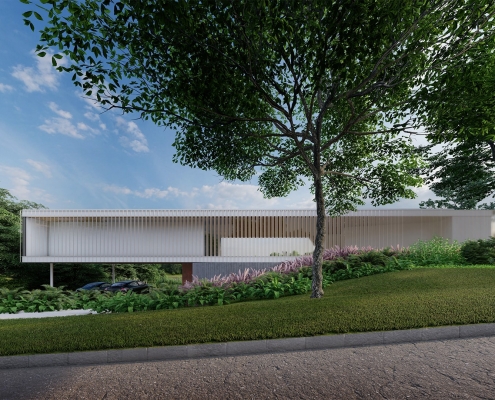 Vista frente da Casa Miró projetada pela Sabella Arquitetura em Bragança Paulista.